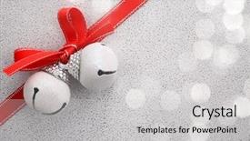  Presentation with jingle - PPT layouts having silver bells - white jingle bell with ribbon background and a light gray colored foreground