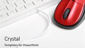  Presentation with wireless - Audience pleasing PPT theme consisting of white keyboard and red mouse backdrop and a white colored foreground