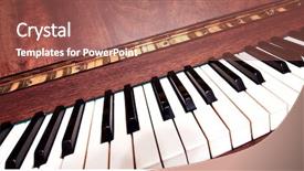  Presentation with traditional music - Audience pleasing PPT theme consisting of white keys on music keyboard backdrop and a coral colored foreground