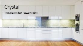  Presentation with flat - Beautiful theme featuring white kitchen - interior modern empty flat apartment backdrop and a light gray colored foreground