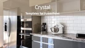  Presentation with open door - Beautiful PPT theme featuring white kitchen door of electric backdrop and a coral colored foreground