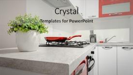  Presentation with kitchen design - Beautiful PPT layouts featuring white kitchen in apartment premium backdrop and a light gray colored foreground