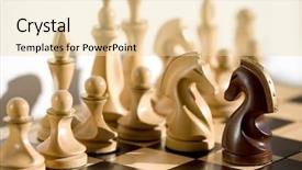  Presentation with horses - PPT theme having white knight - opposition of figures of chess background and a lemonade colored foreground