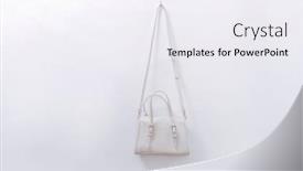  Presentation with leather bag - Colorful slide set enhanced with white-leather-elegant-women-bag backdrop and a sky blue colored foreground