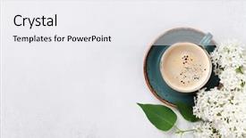  Presentation with lotus flower white water lily - PPT theme consisting of white lilac flowers and coffee background and a white colored foreground