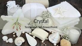  Presentation with natural soap - Slide set having white lily flower with cleansing background and a light gray colored foreground