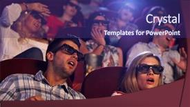  Presentation with horror movie - Audience pleasing slide deck consisting of white man 3d - audience watching 3d horror movie backdrop and a violet colored foreground