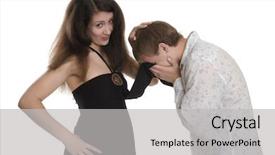  Presentation with girl in red dress - Colorful slide deck enhanced with white man cries - boy crying in girls dress backdrop and a  colored foreground