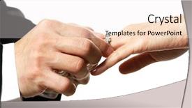  Presentation with white gold wedding - PPT layouts featuring white man gold - groom and bride exchanging rings background and a white colored foreground