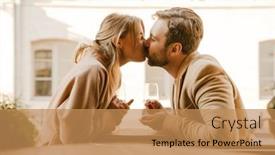  Presentation with white - Presentation featuring white-man-kissing-and-proposing background and a coral colored foreground
