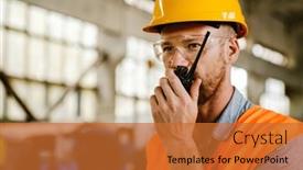  Presentation with radio - Presentation design with white-man-wearing-helmet-using background and a red colored foreground