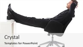  Presentation with camels resting in the desert - Slide deck featuring white man work allone - young businessman sitting on chair background and a white colored foreground