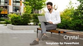  Presentation with man sitting bench - 