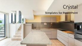  Presentation with house model software - Theme enhanced with empty room yellow walls - interior house modern kitchen view background and a lemonade colored foreground