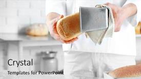  Presentation with bread - Amazing slide deck having white marron - baker checking freshly baked bread backdrop and a  colored foreground