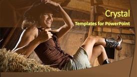  Presentation with cowgirl - Amazing PPT theme having white marron - cowgirl in barn backdrop and a tawny brown colored foreground