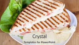  Presentation with fresh toast sandwiches egg - Presentation theme with white marron - fresh toasted panini cheese background and a lemonade colored foreground