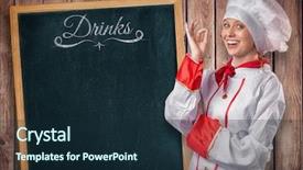  Presentation with wooden cross against the sky - PPT theme enhanced with white marron - pretty chef standing with arms background and a wine colored foreground