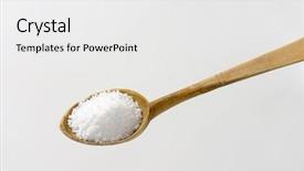  Presentation with food in spoon falling - Theme with white marron - spoon of pure sea salt background and a white colored foreground