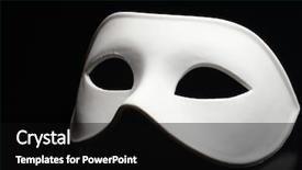  Presentation with happy sad mask - Cool new PPT theme with white mask backdrop and a black colored foreground