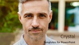  Presentation with outdoors - Slide deck consisting of white-mature-man-with-bristle background and a coral colored foreground