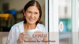  Presentation with white - Presentation theme with white-mature-woman-smiling background and a coral colored foreground