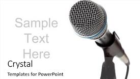  Presentation with microphone - Audience pleasing PPT theme consisting of mc - white microphone on a white backdrop and a white colored foreground