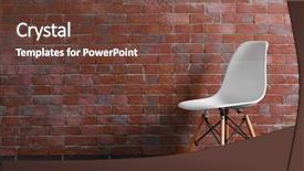  Presentation with white brick wall - Cool new PPT theme with white modern chair on brick backdrop and a  colored foreground