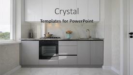  Presentation with kitchen furniture - Slide set consisting of white-modern-domestic-kitchen-furniture background and a  colored foreground