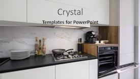  Presentation with kitchen furniture - Slide set having white-modern-luxury-kitchen-furniture background and a light gray colored foreground