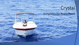  Presentation with motor - Slide set having white motor boat with awning background and a light blue colored foreground