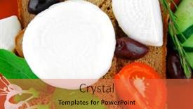  Presentation with mozzarella cheese - Presentation design featuring one piece - white mozzarella cheese on red background and a red colored foreground