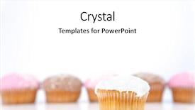  Presentation with blue line - Cool new PPT theme with white muffin placed in front of a line of muffin with icing sugar against a blue background backdrop and a white colored foreground