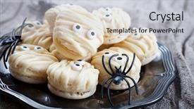  Presentation with food white - Cool new theme with white mummy macaroons for halloween backdrop and a light gray colored foreground