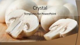  Presentation with vitamins on wooden herbal - Colorful slides enhanced with button mushroom - champignon on wooden background backdrop and a soft green colored foreground