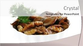  Presentation with porcelain - Presentation design having white-mushrooms-on-porcelain-plates background and a white colored foreground