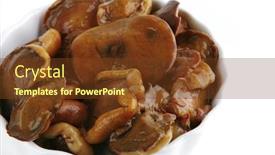  Presentation with porcelain - Slide deck consisting of white-mushrooms-on-porcelain-plates background and a tawny brown colored foreground