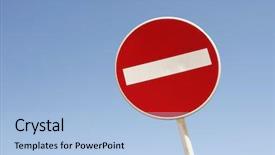  Presentation with red white blue - PPT theme consisting of white no entry traffic background and a light blue colored foreground