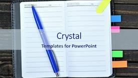  Presentation with empty of wood table top - Amazing presentation theme having white notebook sticker page - empty notepad on wooden table backdrop and a  colored foreground