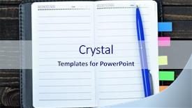  Presentation with empty of wood table top - Presentation theme consisting of white notebook sticker page - empty notepad on wooden table background and a  colored foreground