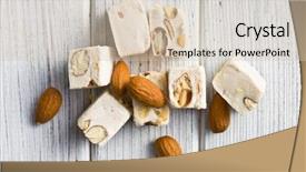  Presentation with almonds - Theme consisting of white nougat with almonds background and a soft green colored foreground