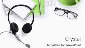  Presentation with remote work - Beautiful slide deck featuring white-office-desk-with-computer backdrop and a white colored foreground