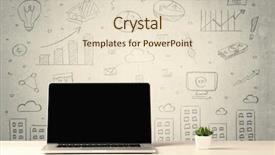  Presentation with front desk - PPT layouts having white office desk with flower background and a lemonade colored foreground