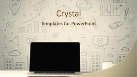  Presentation with flower office desk table - PPT theme consisting of white office desk with flower background and a  colored foreground