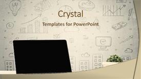  Presentation with flower office desk table - Colorful PPT theme enhanced with white office desk with flower backdrop and a  colored foreground