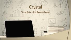  Presentation with business office desk - Beautiful PPT layouts featuring white office desk with flower backdrop and a  colored foreground