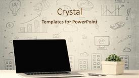  Presentation with business office desk - Colorful slide deck enhanced with white office desk with flower backdrop and a  colored foreground