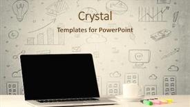  Presentation with business office desk - Slides consisting of white office desk with flower background and a  colored foreground