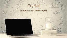  Presentation with business office desk - Colorful PPT layouts enhanced with white office desk with flower backdrop and a lemonade colored foreground