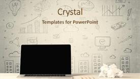  Presentation with business office desk - Colorful slides enhanced with white office desk with flower backdrop and a  colored foreground